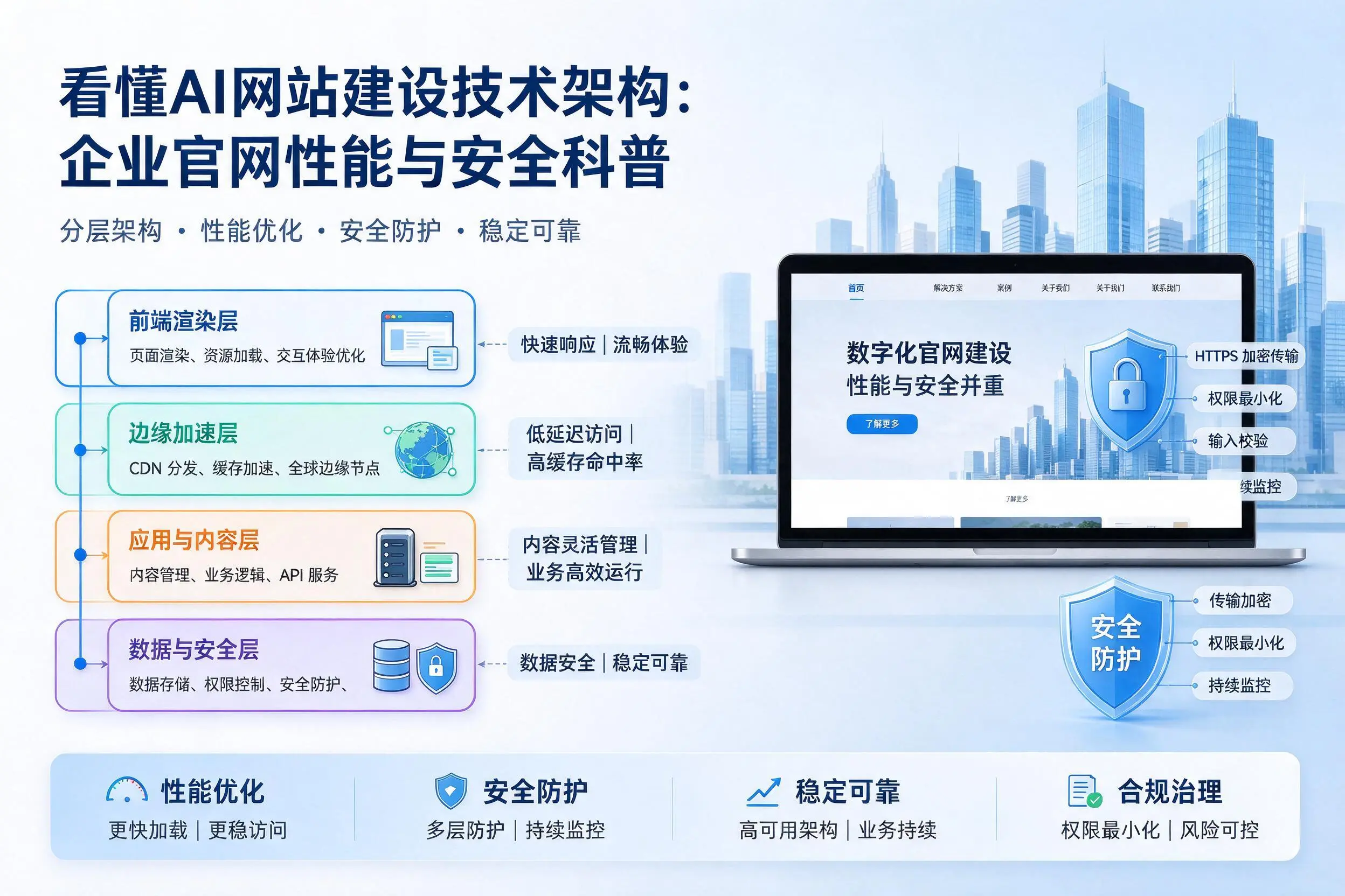 看懂AI网站建设技术架构：澄迈企业官网性能与安全科普